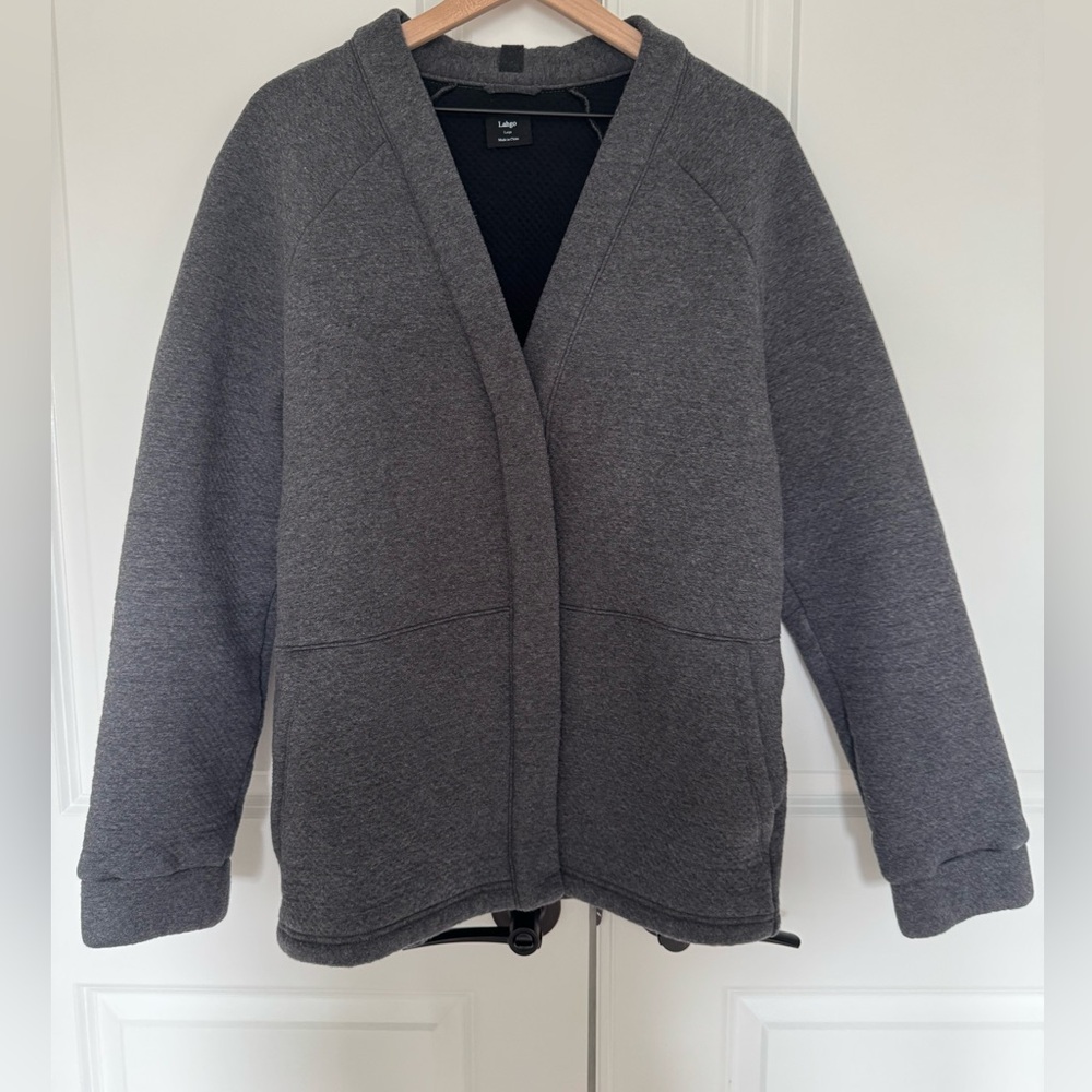 Lunya Men Gray Open-Front Cardigan